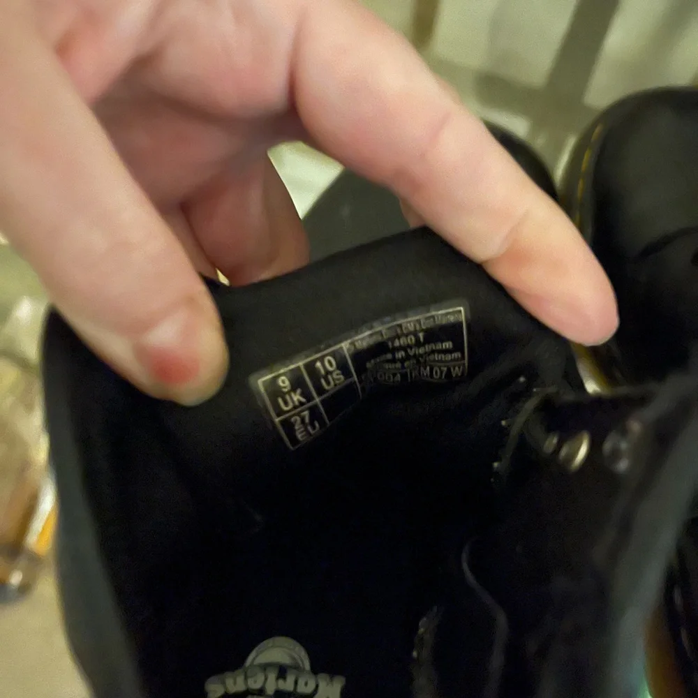 Dr. Martens Black Kids Boots with Yellow Stitching size 10